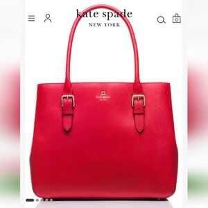 Kate Spade Cove Street Airel Cherry Red Leather Tote Bag